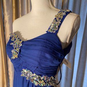 Prom Formal Blue rhinestone dress